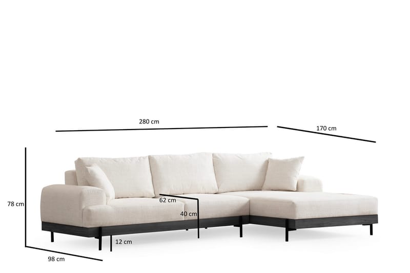 Eti Hjørnesofa 3-pers - Hvid - Møbler - Sofaer - Hjørnesofa