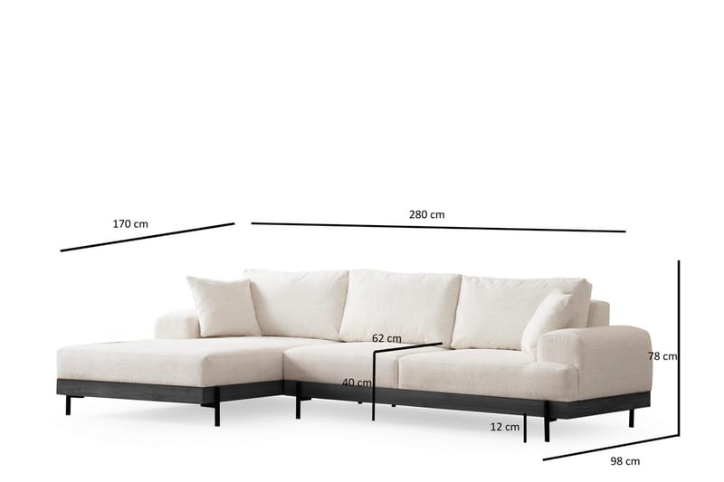 Eti Hjørnesofa 3-pers - Hvid - Møbler - Sofaer - Hjørnesofa