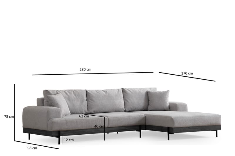 Eti Hjørnesofa 3-pers - Grå - Møbler - Sofaer - Hjørnesofa