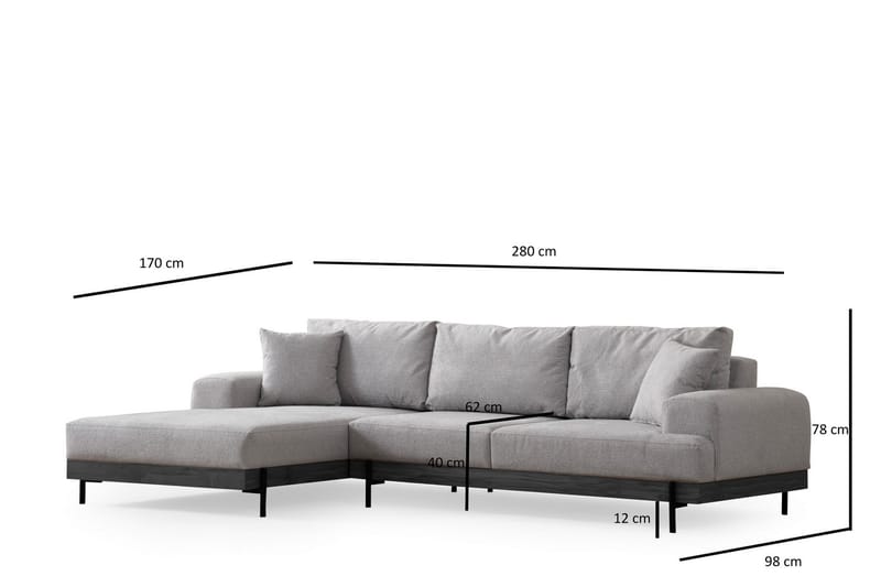 Eti Hjørnesofa 3-pers - Grå - Møbler - Sofaer - Hjørnesofa