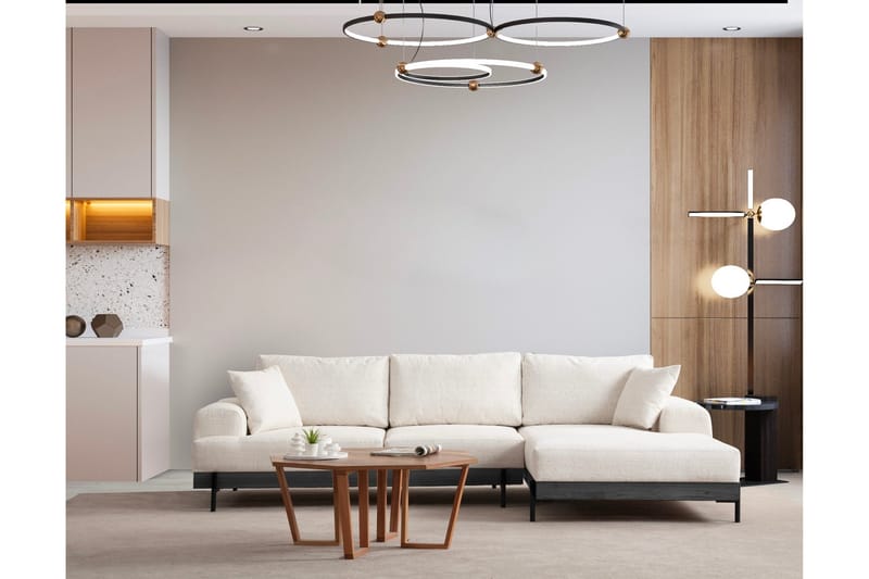 Eti Hjørnesofa 3-pers - Hvid - Møbler - Sofaer - Sofa med chaiselong - 4 personers sofa med chaiselong