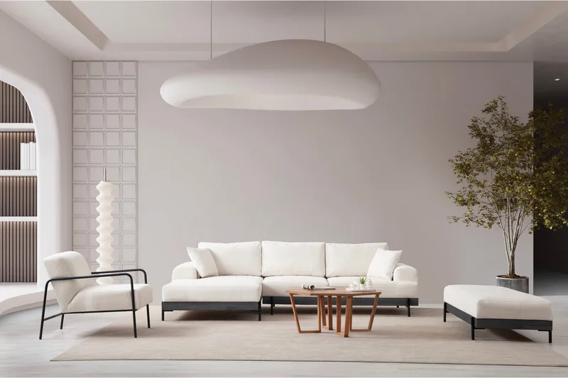 Eti Hjørnesofa 3-pers - Hvid - Møbler - Sofaer - Sofa med chaiselong - 4 personers sofa med chaiselong