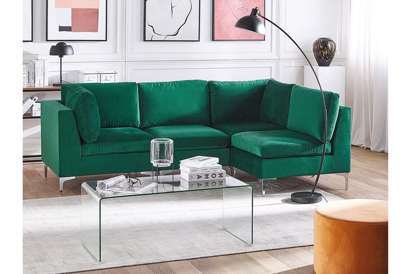 Evja 4-Pers. Hjørnesofa Venstre - Velour/Grøn - Møbler - Sofaer - Hjørnesofa