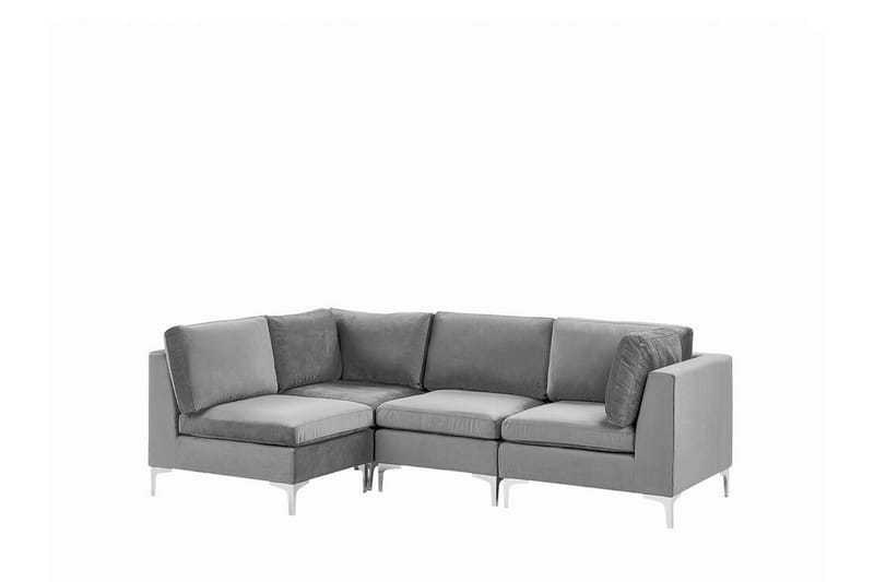 Evja 4-Pers. Hjørnesofa Højre - Velour/Grå - Hjørnesofa