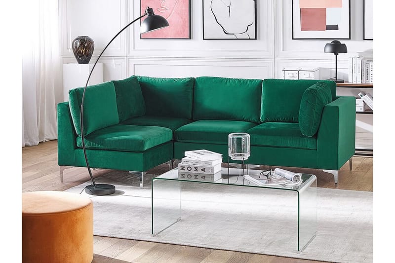 Evja 4-Pers. Hjørnesofa Højre - Velour/Grøn - Møbler - Sofaer - Hjørnesofa