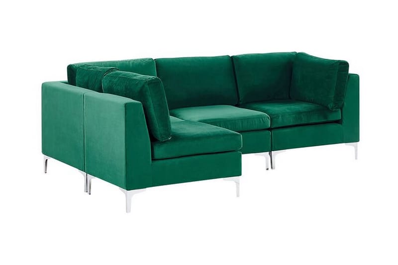 Evja 4-Pers. Hjørnesofa Højre - Velour/Grøn - Hjørnesofa