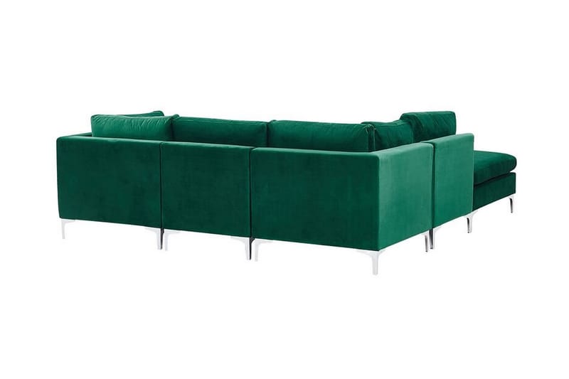 Evja 4-Pers. Hjørnesofa Højre med Fodskammel - Velour/Grøn - Møbler - Sofaer - Hjørnesofa