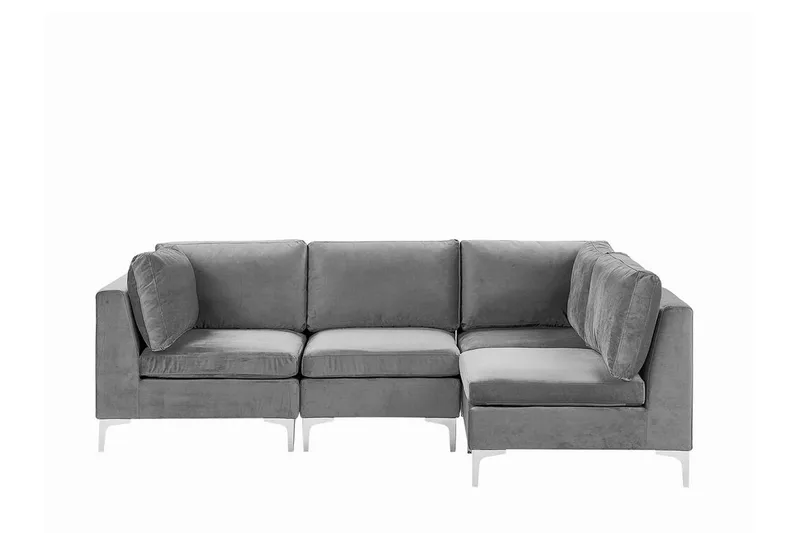 Evja 4-personers Venstre L-formet Hjørnesofa med Divan i Fløjl, Grå