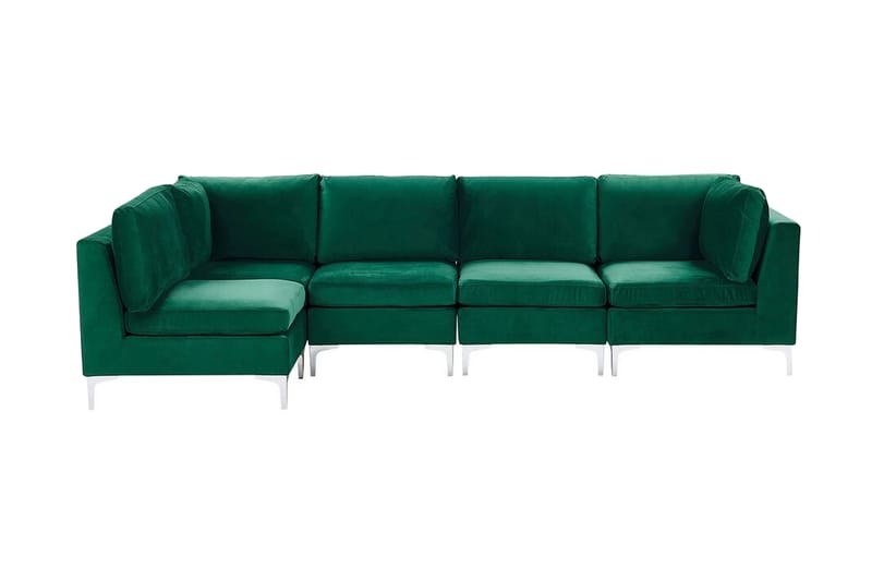 Evja 5-Pers. Hjørnesofa Højre - Velour/Grøn - Hjørnesofa