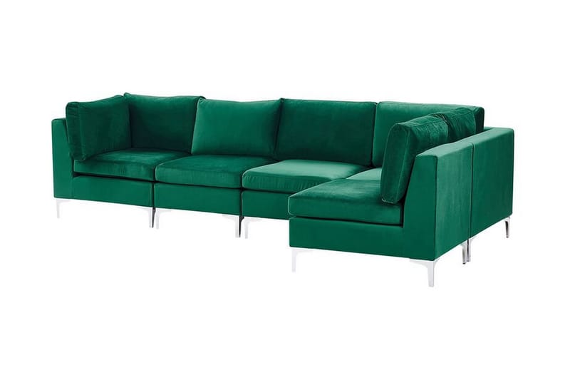 Evja 5-Pers. Hjørnesofa Venstre - Velour/Grøn - Møbler - Sofaer - Hjørnesofa