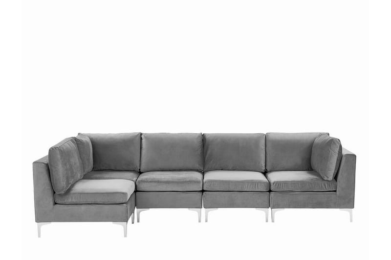 Evja 5-Pers. Hjørnesofa - Velour/Grå - Hjørnesofa