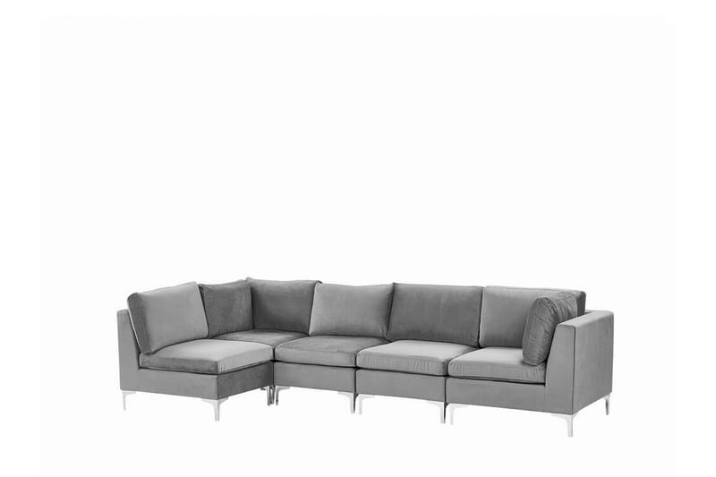 Evja 5-Pers. Hjørnesofa - Velour/Grå - Hjørnesofa