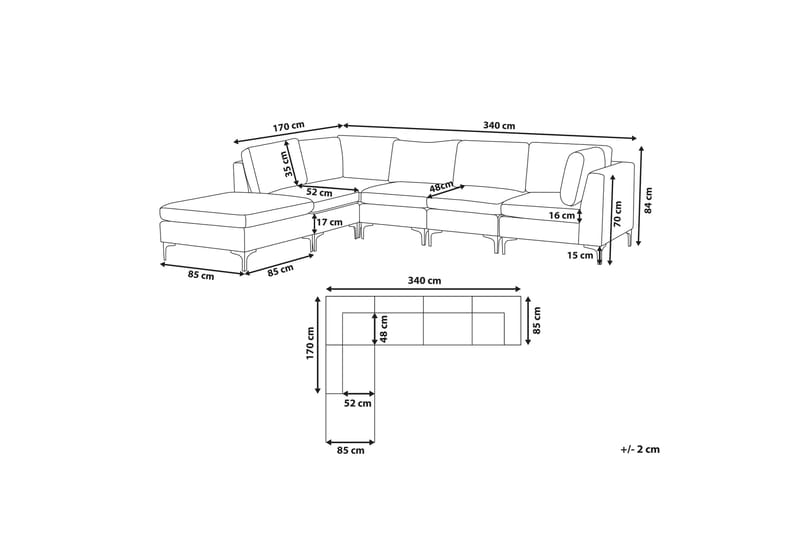 Evja 5-Pers. Hjørnesofa Højre med Fodskammel - Velour/Grøn - Møbler - Sofaer - Hjørnesofa