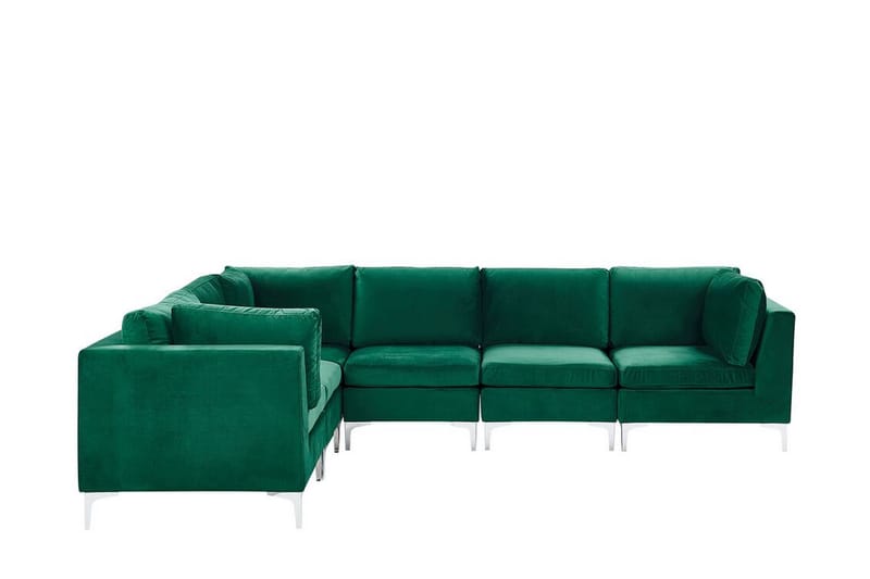 Evja 6-Pers. Hjørnesofa Højre - Velour/Grøn - Hjørnesofa