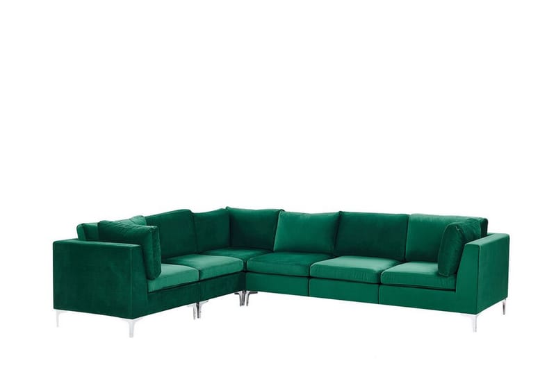 Evja 6-Pers. Hjørnesofa Højre - Velour/Grøn - Hjørnesofa