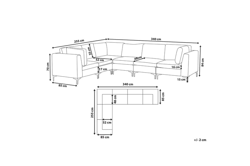 Evja 6-Pers. Hjørnesofa Højre - Velour/Grå - Hjørnesofa