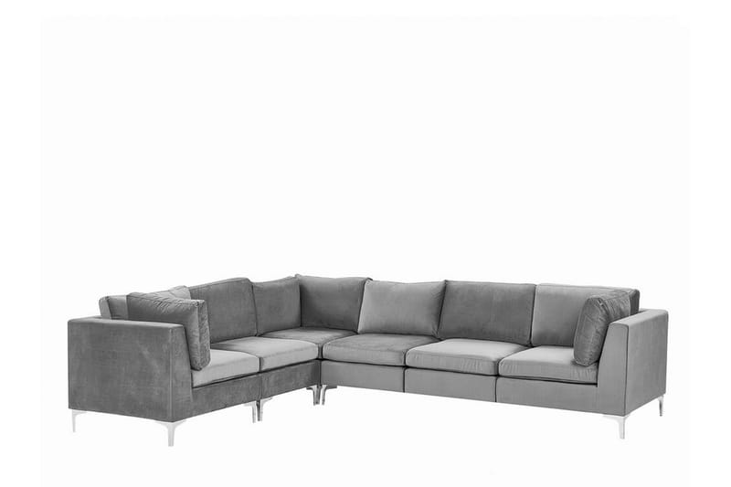 Evja 6-Pers. Hjørnesofa Højre - Velour/Grå - Møbler - Sofaer - Hjørnesofa