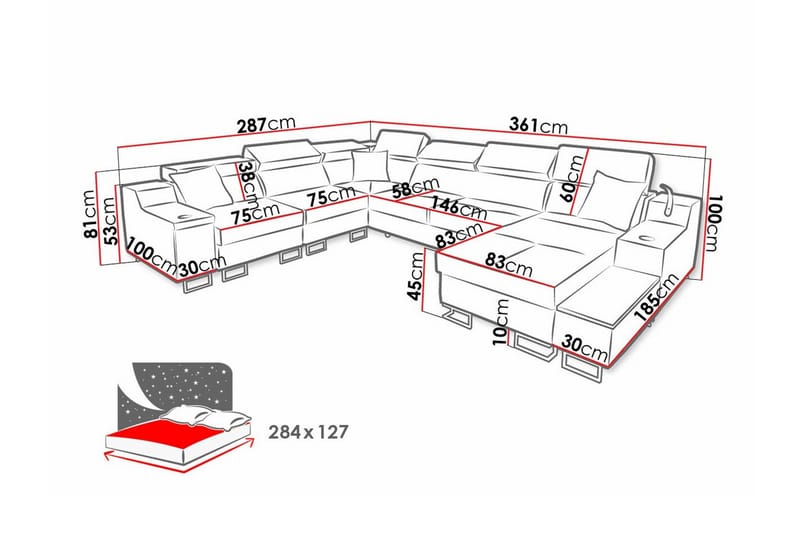 Galbally 5-sits Hörnsoffa Black - Møbler - Sofaer - Hjørnesofa