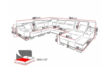 Galbally 5-sits Hörnsoffa Black - Møbler - Sofaer - Sovesofaer - Hjørnesovesofa