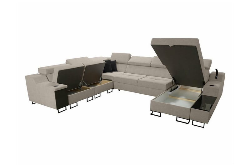 Galbally 5-sits Hörnsoffa NO_BRAND Black - Møbler - Sofaer - Sovesofaer - Hjørnesovesofa