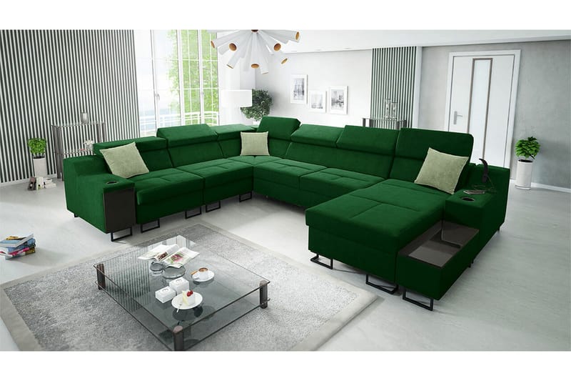 Galbally 5-sits Hörnsoffa NO_BRAND Dark green - Møbler - Sofaer - Hjørnesofa