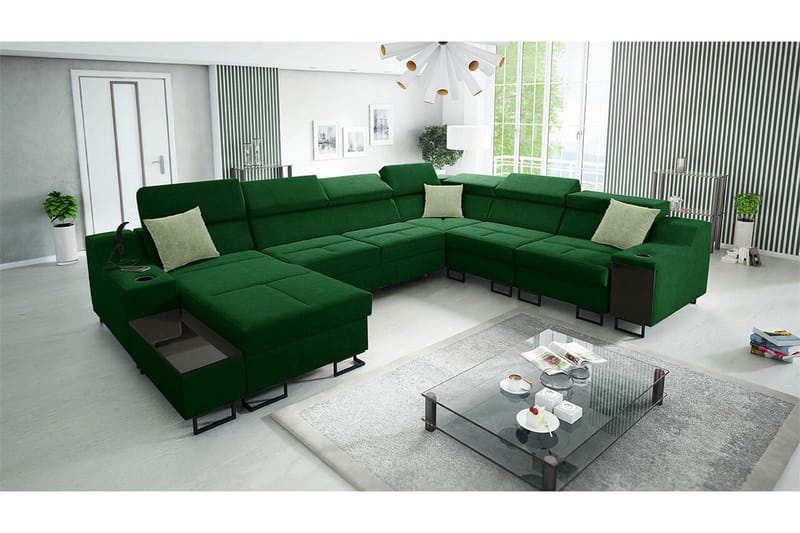 Galbally 5-sits Hörnsoffa NO_BRAND Dark green - Møbler - Sofaer - Hjørnesofa