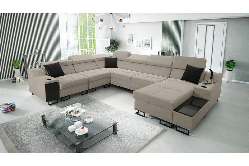 Galbally 5-personers hjørnesofa - Beige/Sort - Hjørnesofa