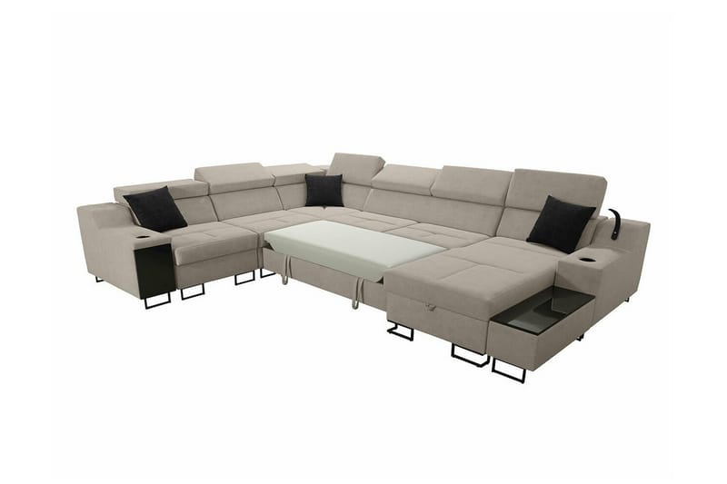 Galbally 5-personers hjørnesofa - Beige/Sort - Hjørnesofa