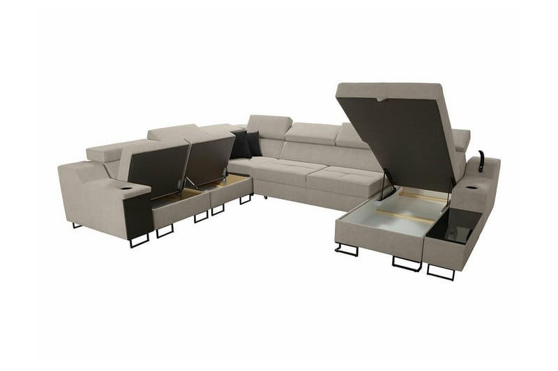 Galbally 5-personers hjørnesofa - Beige/Sort - Møbler - Sofaer - Hjørnesofa