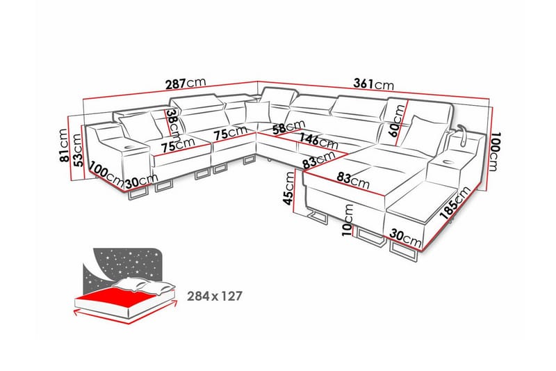 Galbally 5-personers hjørnesofa - Beige/Sort - Hjørnesofa