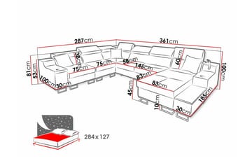 Galbally 5-personers hjørnesofa - Møbler - Sofaer - Sovesofaer - Hjørnesovesofa