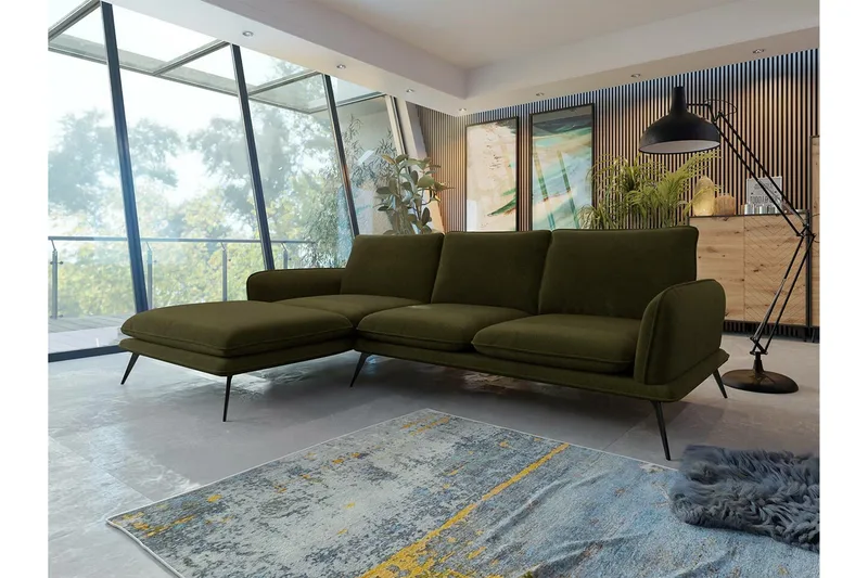 Graystone 3-sits Hörnsoffa Dark green - Møbler - Sofaer - Sofa med chaiselong - 3 personers sofa med chaiselong