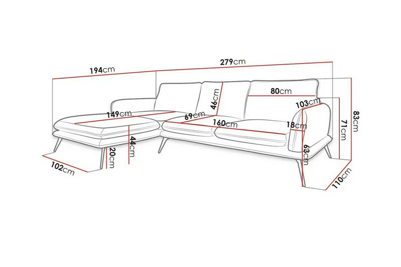 Graystone 3-sits Hörnsoffa Dark grey - Møbler - Sofaer - Hjørnesofa