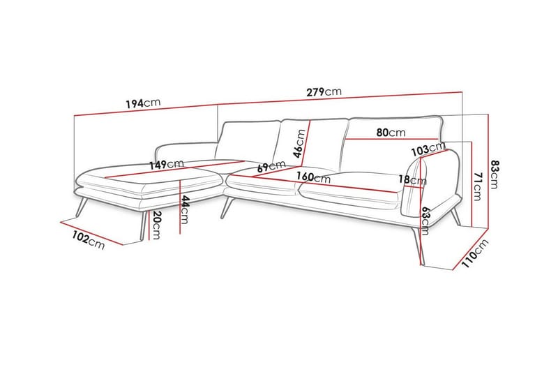 Graystone 3-pers. Hjørnesofa - Beige - Hjørnesofa