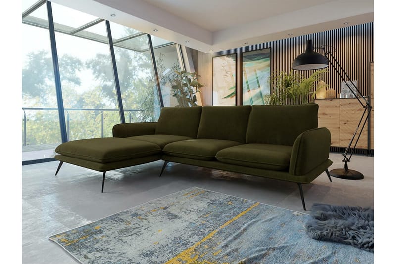 Graystone 3-pers. Hjørnesofa - Mørkegrøn - Møbler - Sofaer - Sofa med chaiselong