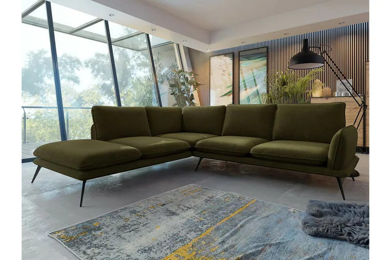 Graystone 4-sits Hörnsoffa Dark green - Møbler - Sofaer - Sofa med chaiselong - 4 personers sofa med chaiselong