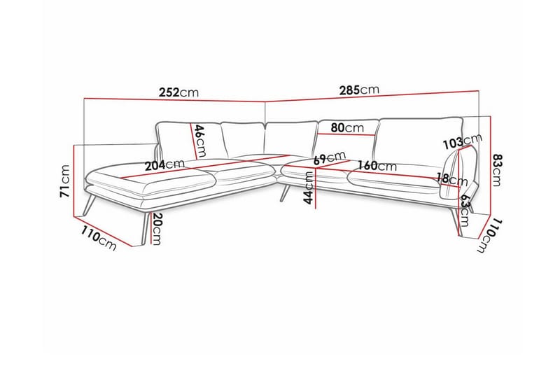 Graystone 4-pers. Hjørnesofa - Mørk Beige/Mocca - Hjørnesofa