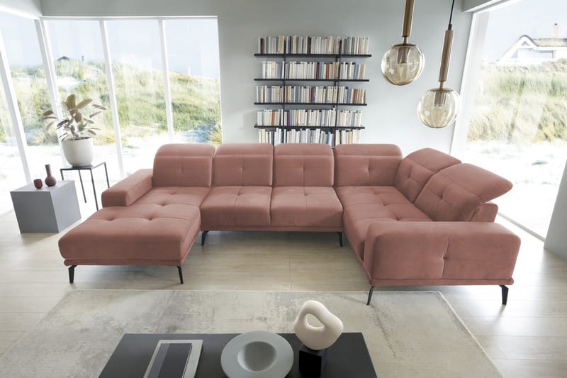 Hagglund Hjørnesofa m. Chaiselong - Lyserød - Møbler - Sofaer - Hjørnesofa - Hjørnesofa med chaiselong