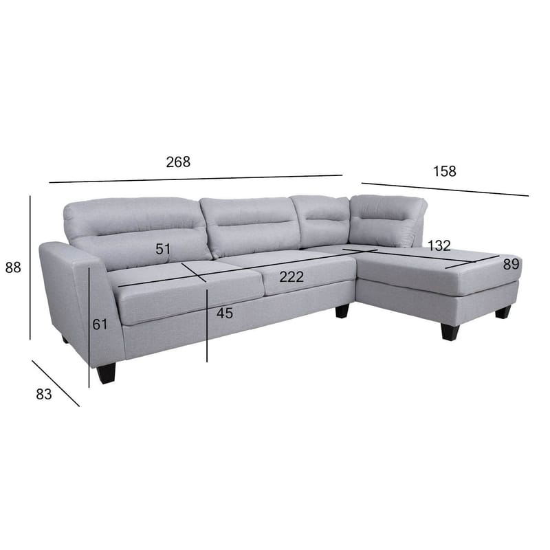 Hjørnesofa Asknor Højre - Lysegrå - Møbler - Sofaer - Hjørnesofa - Hjørnesofa med chaiselong
