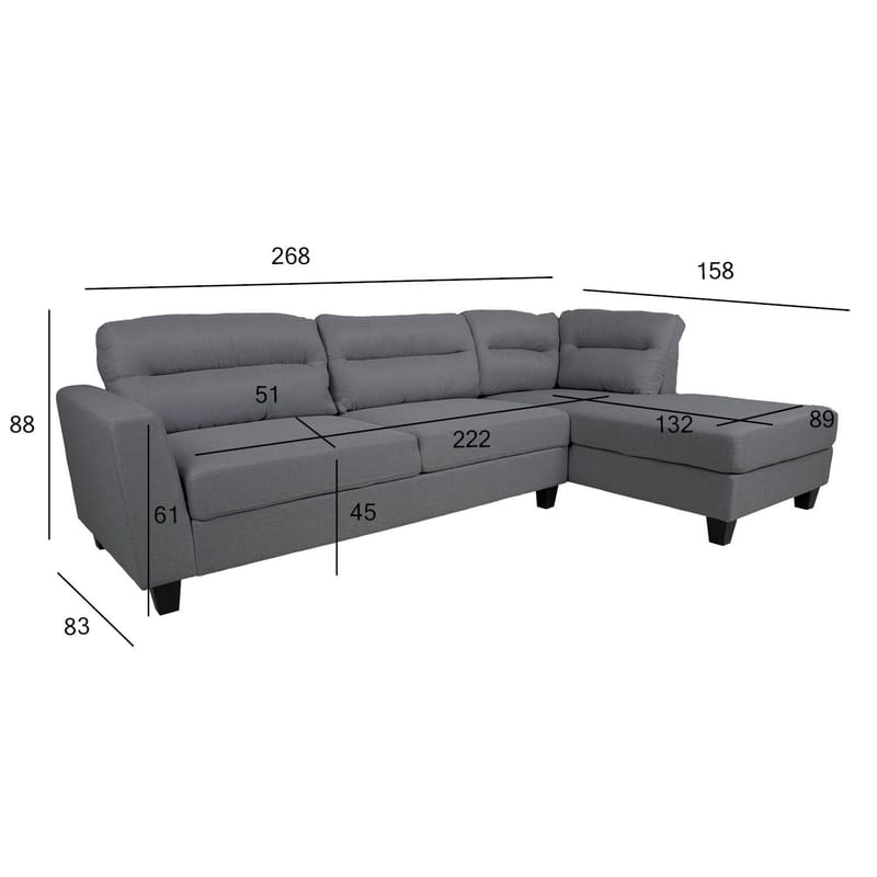 Hjørnesofa Asknor Højre - Mørkegrå - Møbler - Sofaer - Hjørnesofa - Hjørnesofa med chaiselong