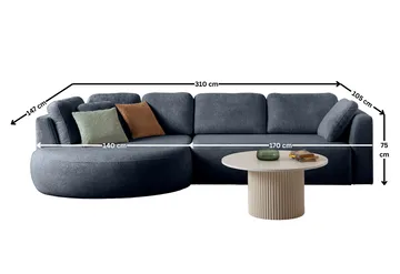 Hjørnesofa Atelier Del Sofa Venezia Venstre (310 x 75 x 105 cm) Marineblå - Marineblå - Møbler - Sofaer - Hjørnesofa