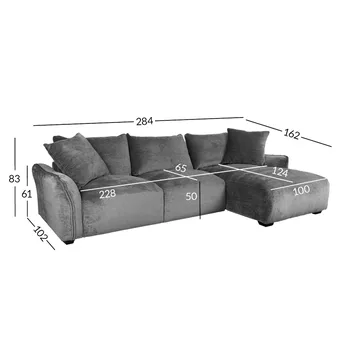 Hjørnesofa Denvi Højre - Grå - Møbler - Sofaer - Sofa med chaiselong