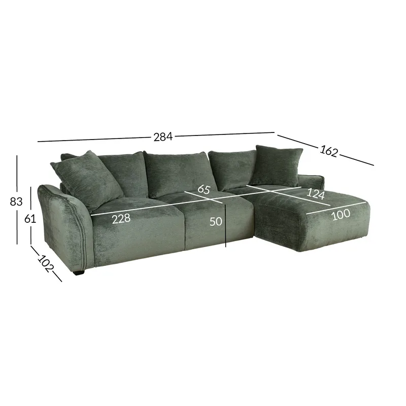 Hjørnesofa Denvi Højre - mintgrøn - Møbler - Sofaer - Hjørnesofa - Hjørnesofa med chaiselong