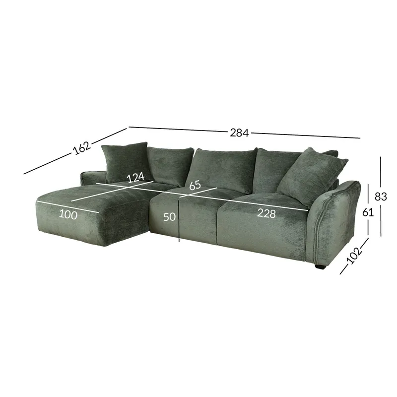 Hjørnesofa Denvi Venstre - mintgrøn - Møbler - Sofaer - Hjørnesofa - Hjørnesofa med chaiselong