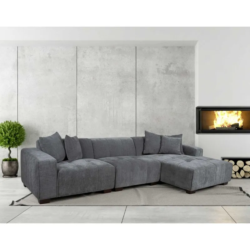 Hjørnesofa Hjelor Højre - Grå - Møbler - Sofaer - Sofa med chaiselong