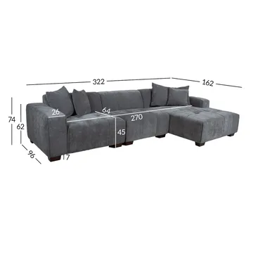 Hjørnesofa Hjelor Højre - Grå - Møbler - Sofaer - Sofa med chaiselong