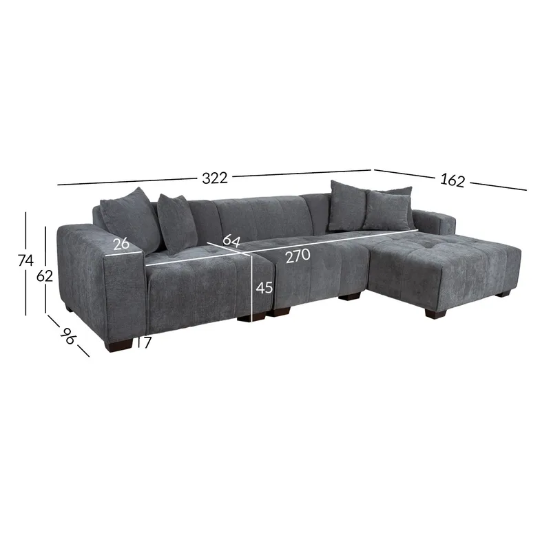 Hjørnesofa Hjelor Højre - Grå - Møbler - Sofaer - Sofa med chaiselong
