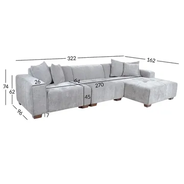 Hjørnesofa Hjelor Højre - Lysegrå - Møbler - Sofaer - Sofa med chaiselong