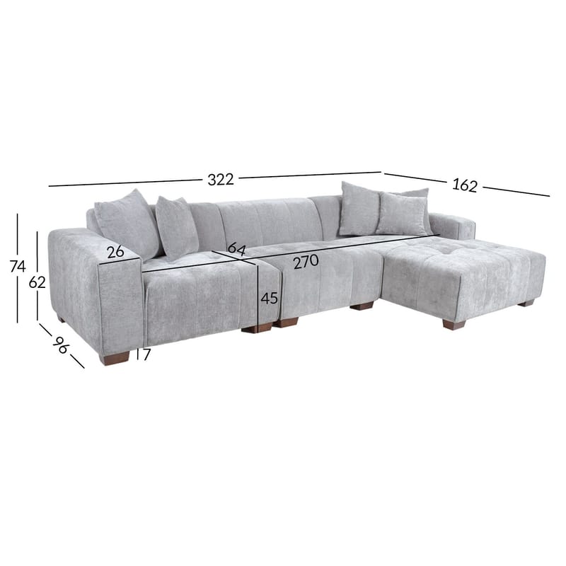 Hjørnesofa Hjelor Højre - Lysegrå - Møbler - Sofaer - Hjørnesofa - Hjørnesofa med chaiselong