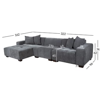 Hjørnesofa Hjelor Venstre - Grå - Møbler - Sofaer - Sofa med chaiselong